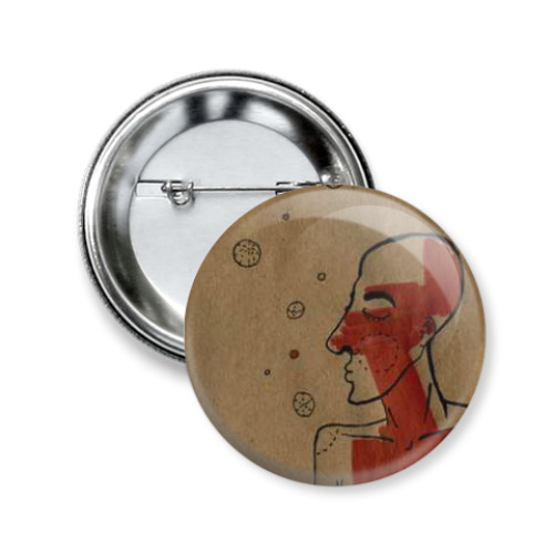 Значок 50мм с принтом Красный профиль