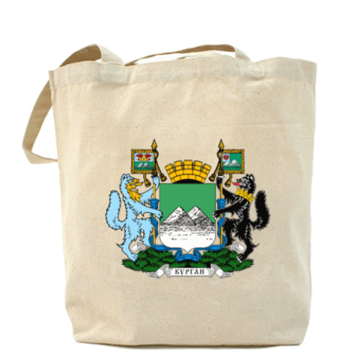 Сумка шоппер с принтом Герб города Кургана в светлых тонах