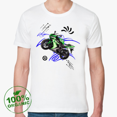 Футболка из органик-хлопка с принтом байк Yamaha R1