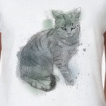 Серый сердитый кот