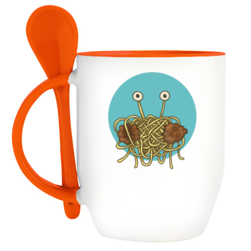 Кружка с ложкой Макаронный монстр ЛММ FSM