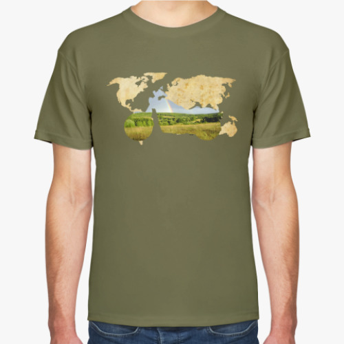 Футболка с принтом Пейзаж мотоцикла