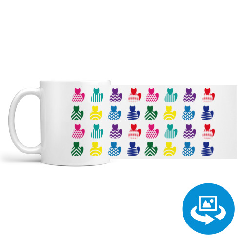 Кружка (круговая запечатка) с принтом Узорные котики