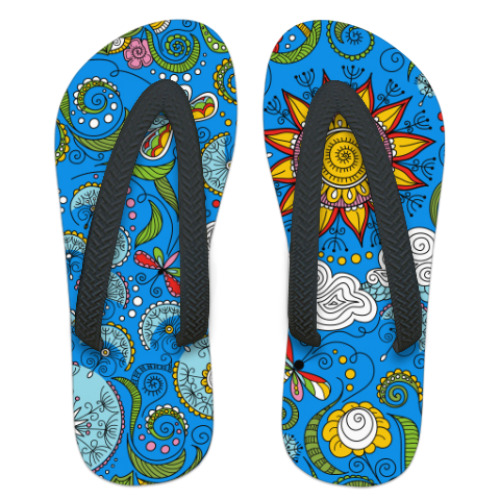 Шлепанцы (сланцы) с принтом Узор с одуванчиками