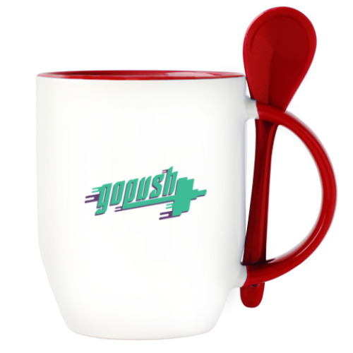 Кружка с ложкой с принтом жми