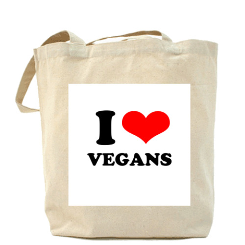 Сумка шоппер с принтом  'I love vegans'