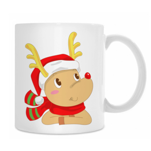 Кружка с принтом Олененок Санты