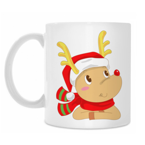Кружка с принтом Олененок Санты