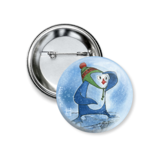 Значок 37мм с принтом Пингвин