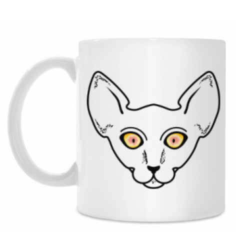 Кружка с принтом Кот смотрит на тебя