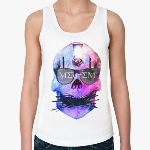 Женская майка с принтом Skull Insight (Indigo)