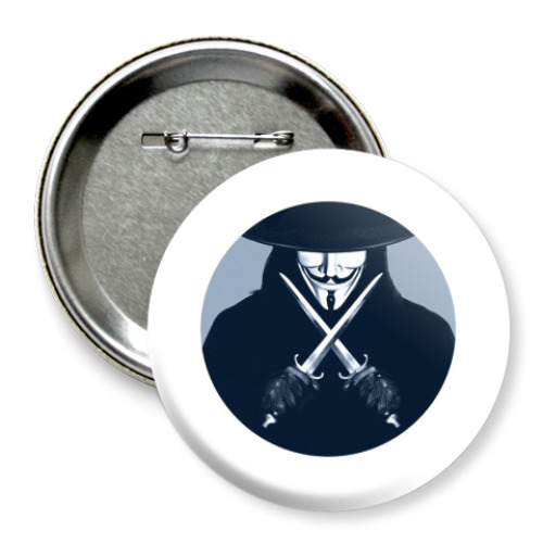 Значок 75мм с принтом  V for Vendetta