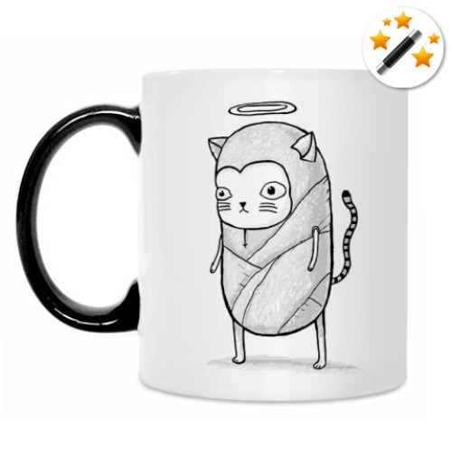 Кружка-хамелеон с принтом Святой котик