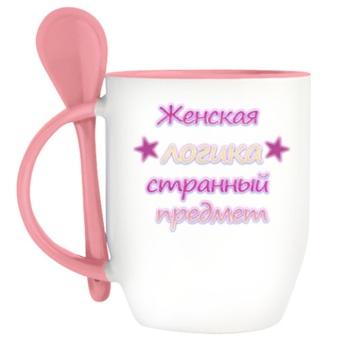 Кружка с ложкой с принтом Женская логика