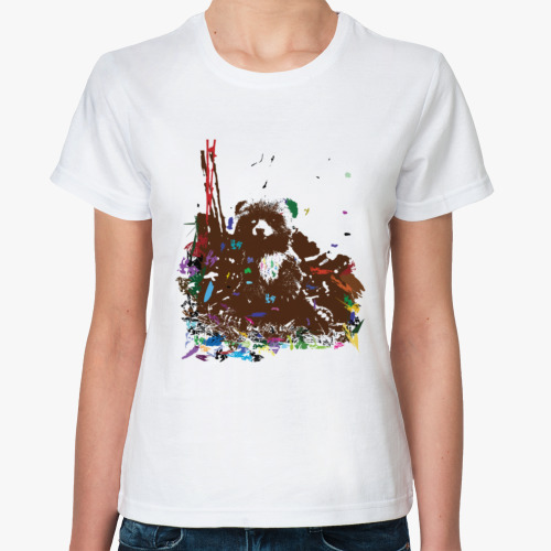 Классическая футболка с принтом Colored Bear