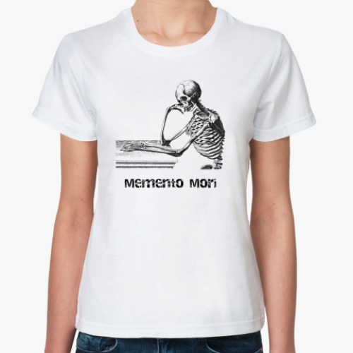 Классическая футболка с принтом Думай о смерти