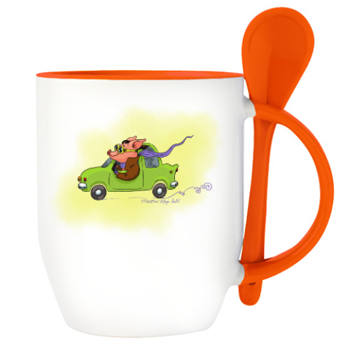 Кружка с ложкой с принтом 'Joyride'