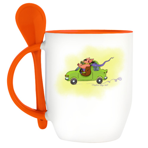 Кружка с ложкой с принтом 'Joyride'