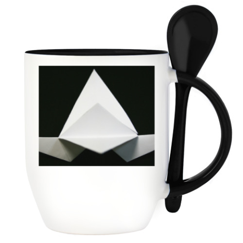 Кружка с ложкой с принтом Оригами