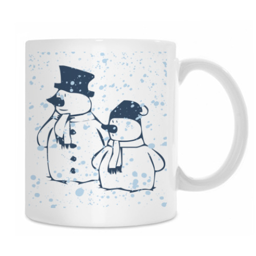 Кружка с принтом Снеговики