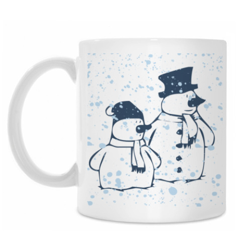 Кружка с принтом Снеговики