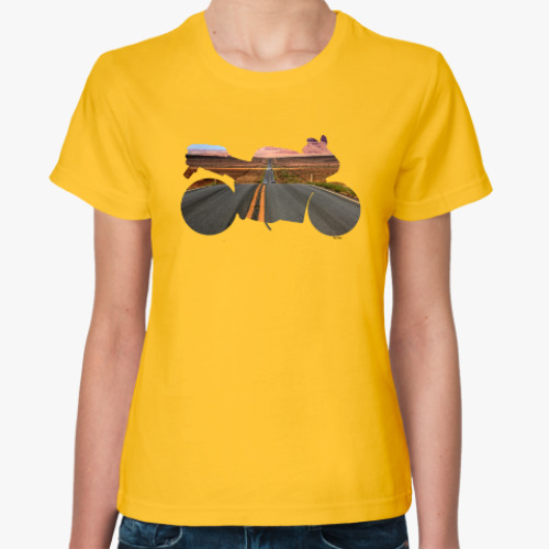 Женская футболка с принтом Мотопейзаж