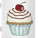 Кексик с вишней и соусом.