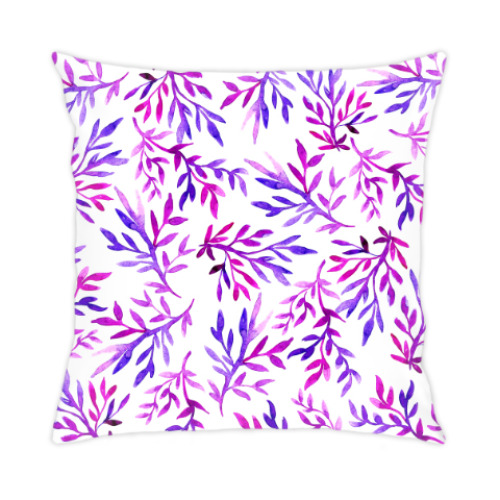 Подушка с принтом Маленькие ветки акварель