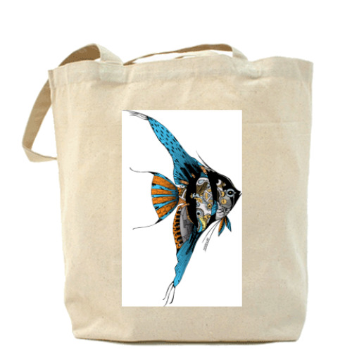 Сумка шоппер с принтом рыба-робот