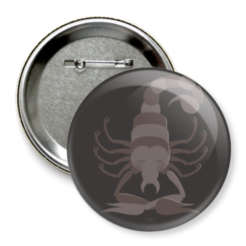 Значок 75мм с принтом Animal Zen: S is for Scorpion