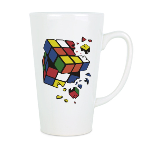 Чашка Латте с принтом Сломанный кубик Рубика