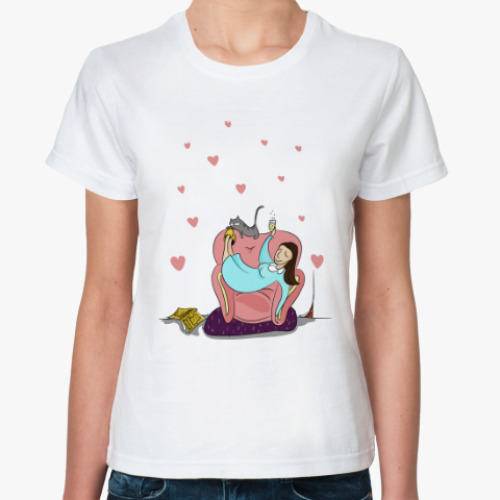 Классическая футболка с принтом Радость одиночества