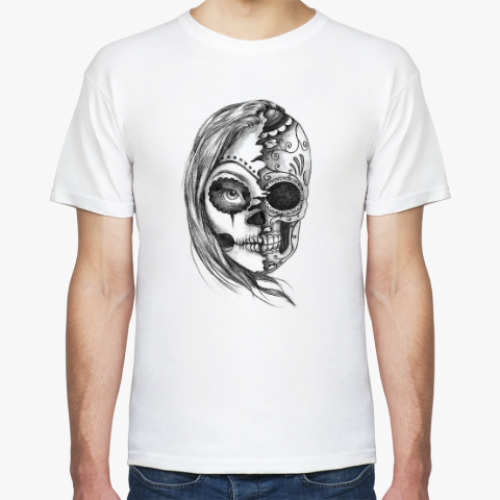 Футболка с принтом Зомби девушка, Zombie Girl, Ужасы, Скелет, Лицо