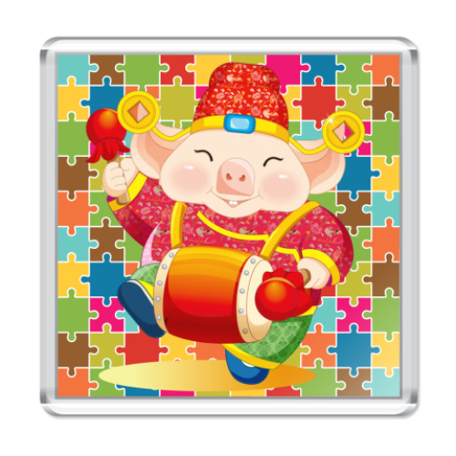 Магнит с принтом Год Свиньи