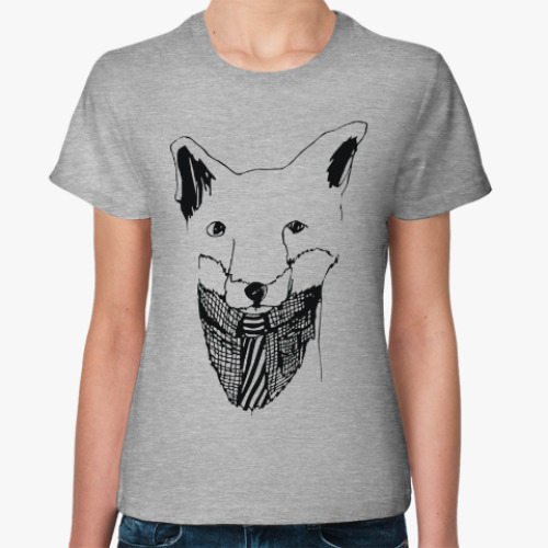 Женская футболка с принтом Лис с галстуком