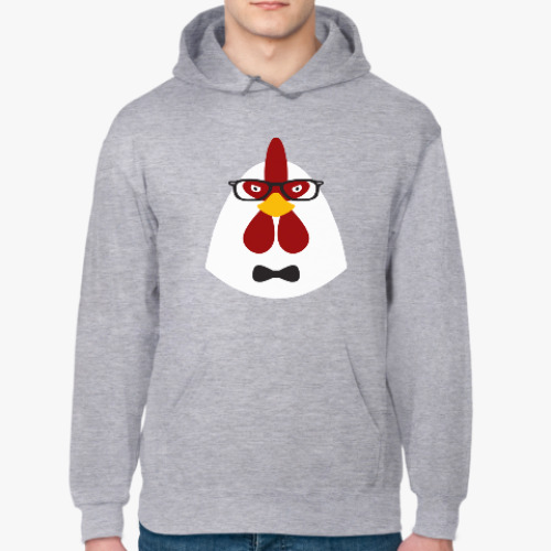 Толстовка худи с принтом Петух хипстер