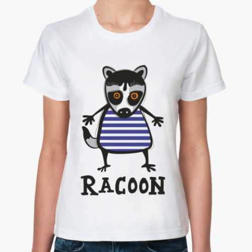 Классическая футболка с принтом 'Енот'