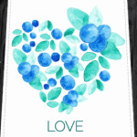 Акварель сердце из голубики