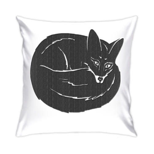Подушка с принтом Черная лиса
