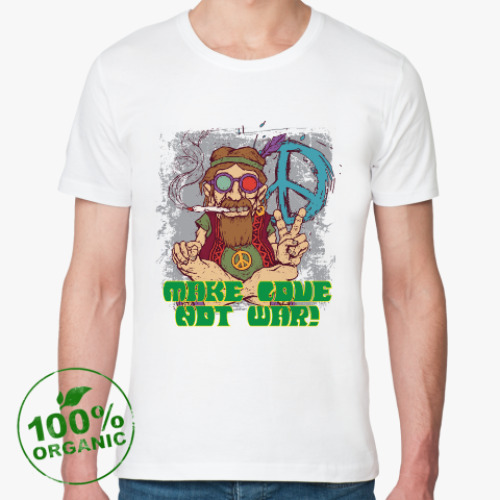Футболка из органик-хлопка с принтом Создавай любовь, Не войну