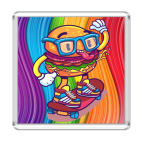 Магнит 6.5 x 6.5 см Бургер Скейтер