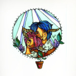 Пара с розово-голубыми волосам