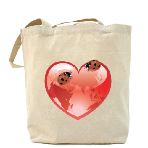 Сумка шоппер с принтом  Божьи коровки