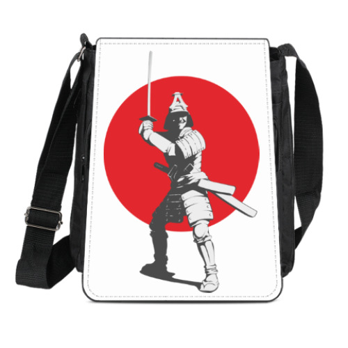 Сумка-планшет с принтом Red sun. Самурай