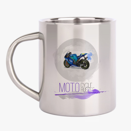 Кружка металлическая с принтом MOTO cycle hustle