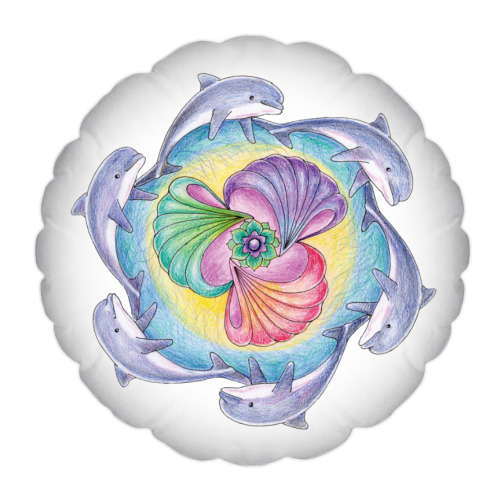 Подушка с принтом Дельфины