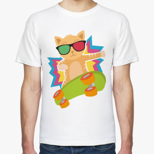 Футболка с принтом Кот на скейте