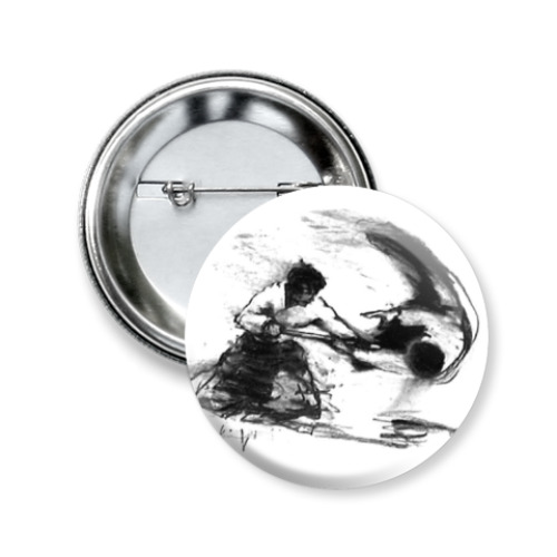 Значок 50мм с принтом Айкидо бросок