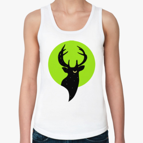 Женская майка с принтом Олень и луна