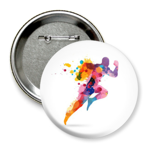 Значок 75мм с принтом Бегущий человек